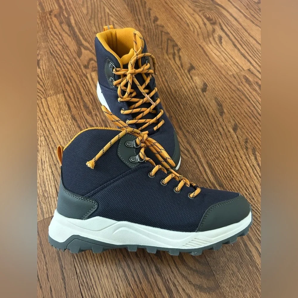 All In Motion Navy Trail Hiking Boots Cushioned Lace Up Outdoor Adventure Size 4